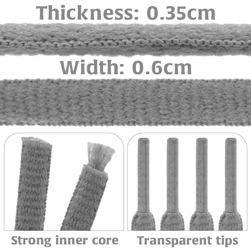 DELELE 2 Pair Oval Shoes laces Half Round 1/4" Athletic Shoelaces Shoe Strings Dark Grey 31 inch - Image 3